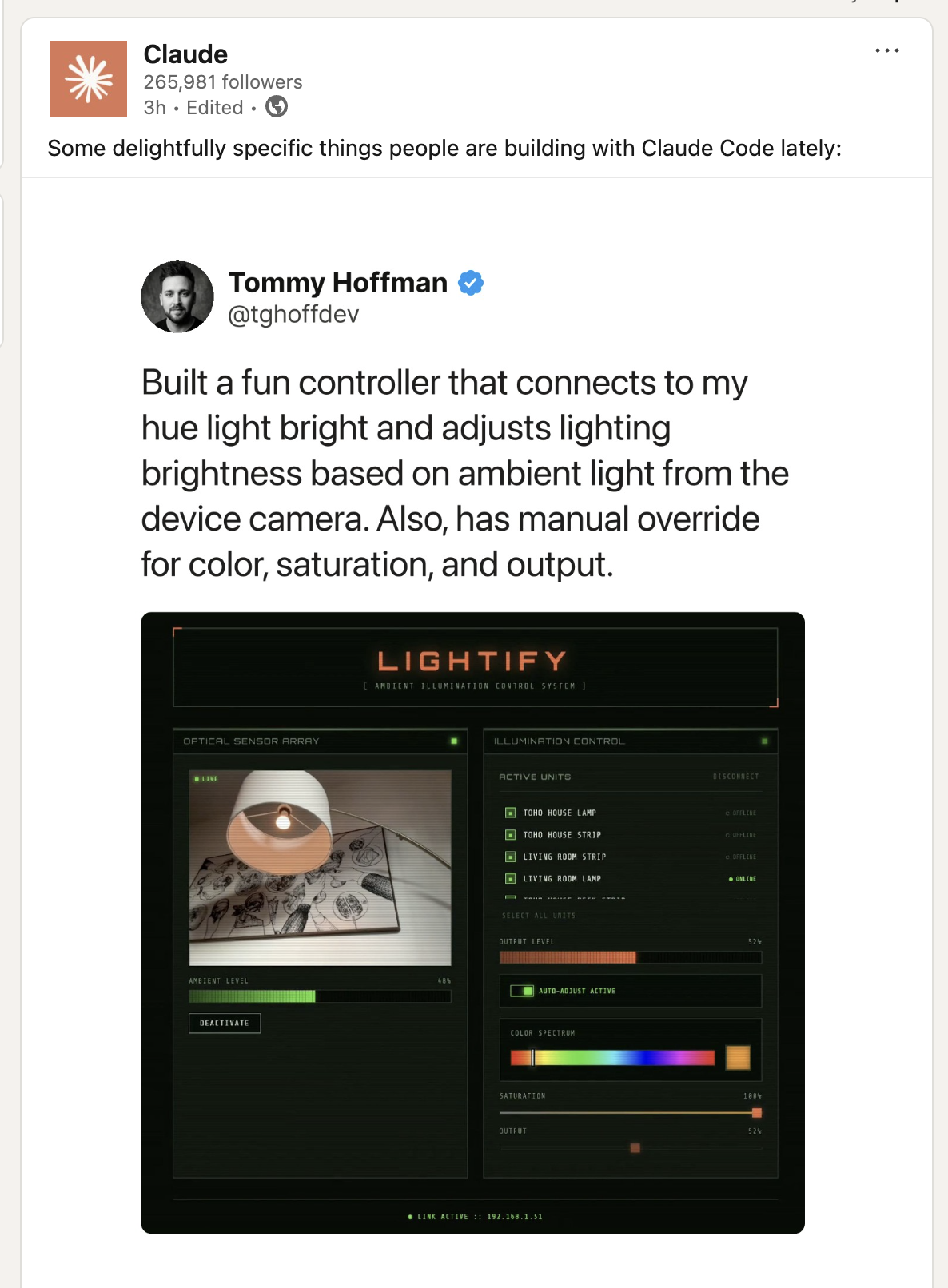 FEATURED BY ANTHROPIC ON LINKEDIN